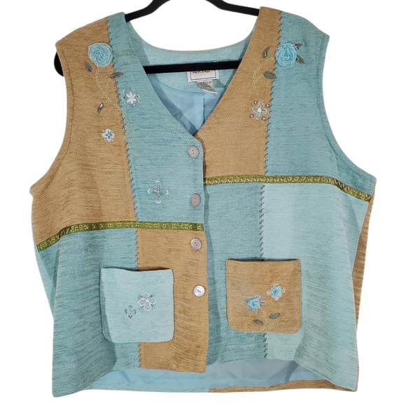 Vintage Tops - VINTAGE Patchwork Vest Size XL  Napa Valley Women's